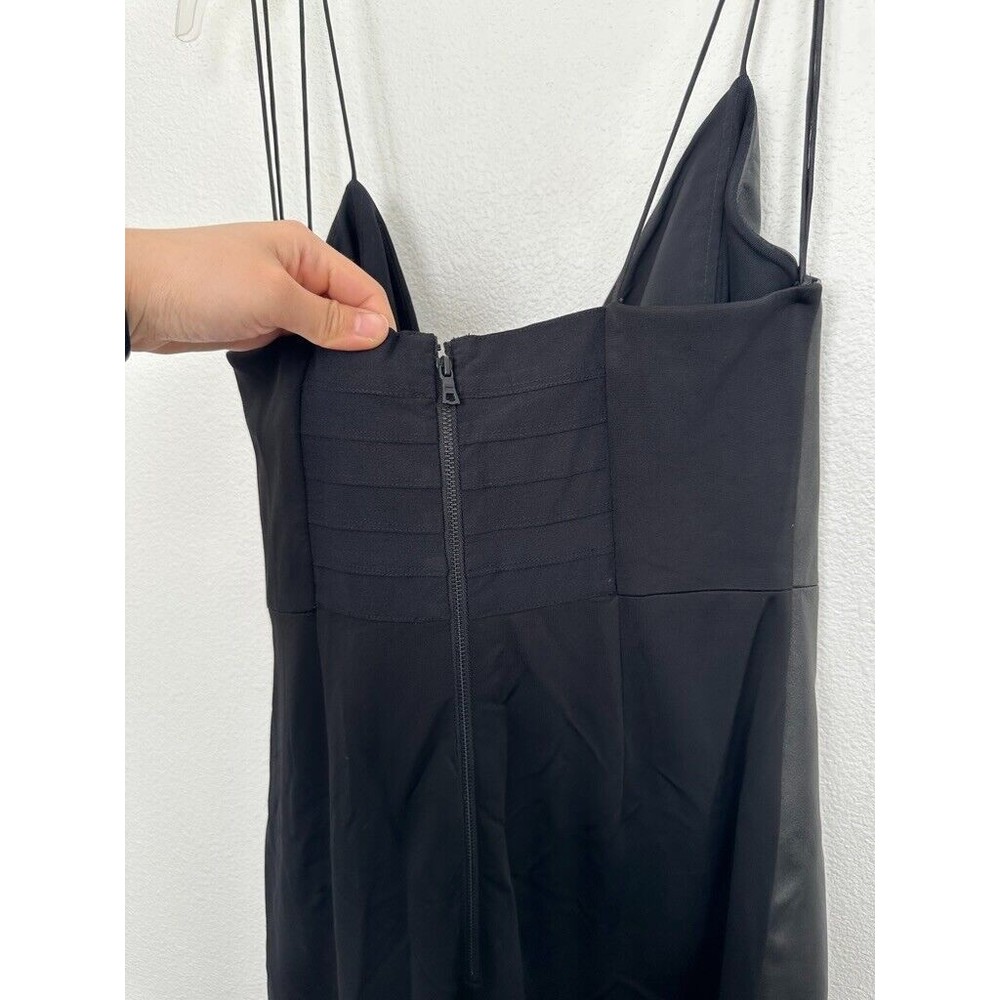 Alice + Olivia Women's Ashanti Black Leather Faux Wrap Mini Dress Size 10 - Picture 11 of 12